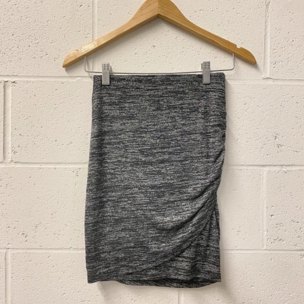Monk & Lou Gray Marled Ruched Wrap Mini Skirt